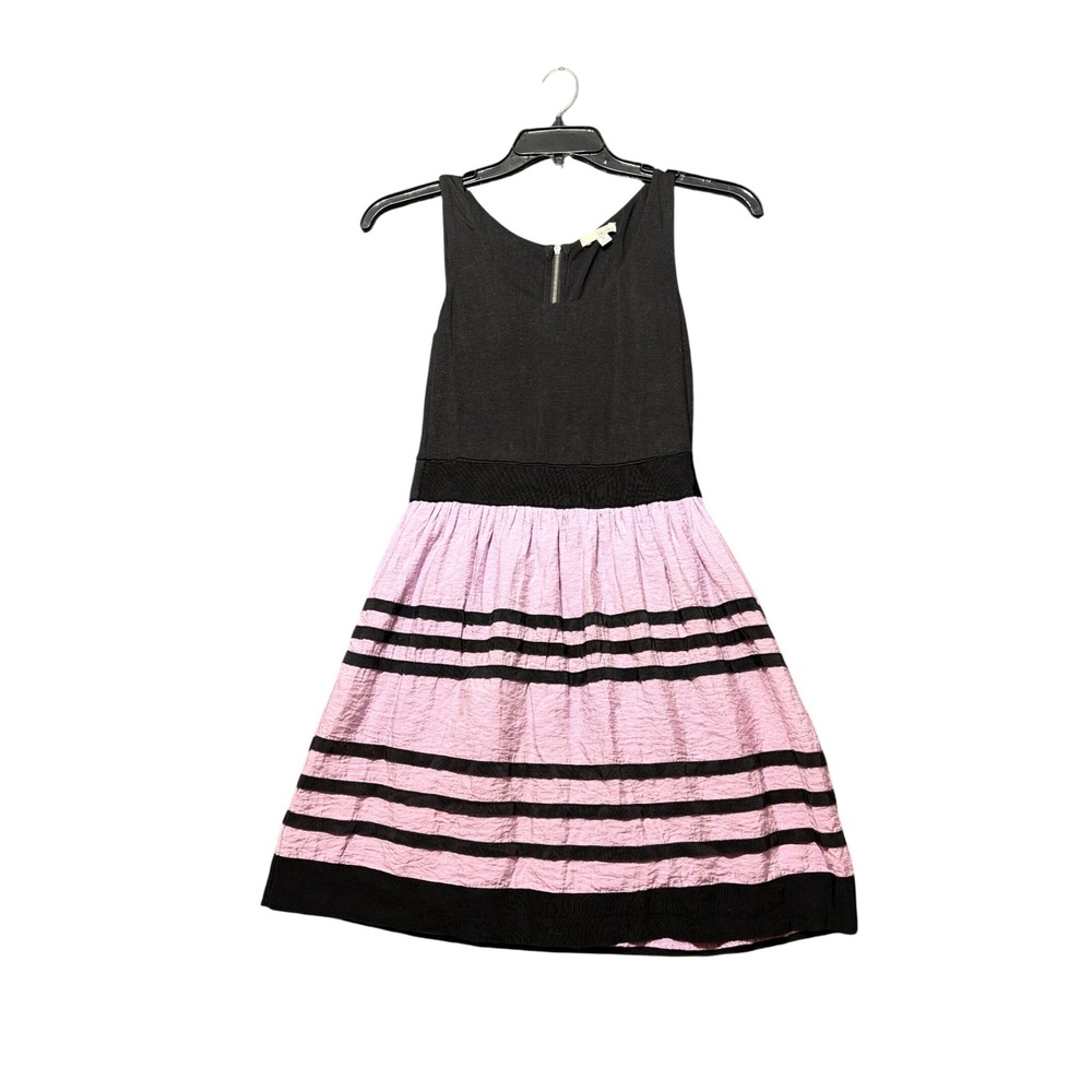 Be Bop Fit &‎ Flare Dress Women Small Pink Striped Sleeveless Zipper Back